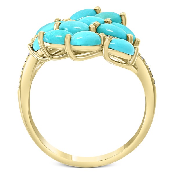 Turquoise Cluster & Diamond (1/10 ct) Statement Ring in 14k Gold