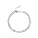 Cubic Zirconia Silver Plated Baguette Bracelet