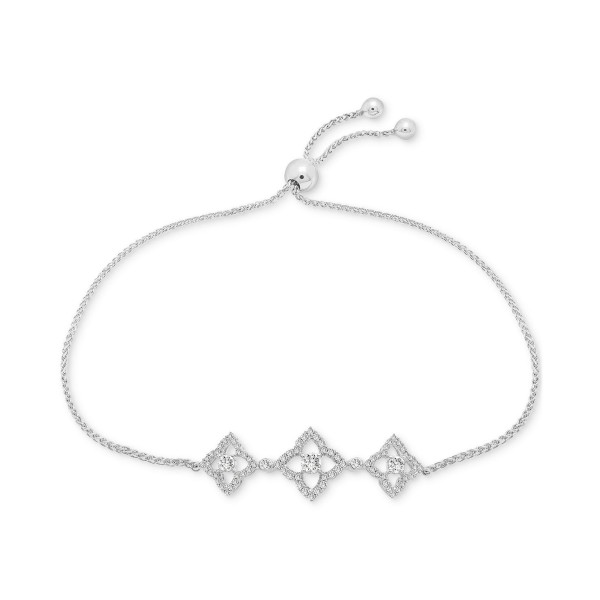 Diamond Clover Bolo Bracelet (1/2 ct) in Sterling Silver