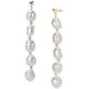 Black Cultured Freshwater Baroque Pearl (11-12mm) Drop Earrings in 14k Gold