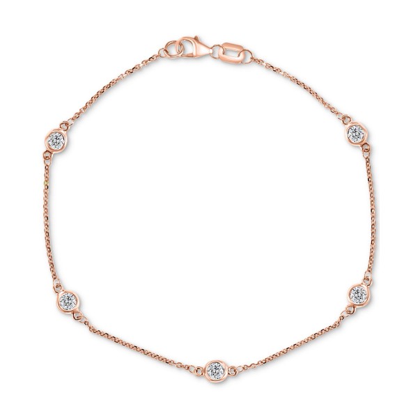 Diamond Bezel Link Bracelet (1/2 ct) in 14k Rose Gold