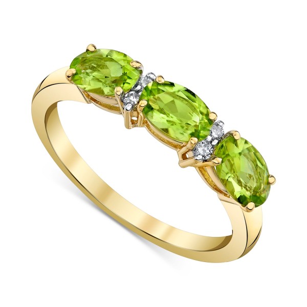 Peridot (1-5/8 ct) & Diamond (1/20 ct) Oval Ring in 14k Gold