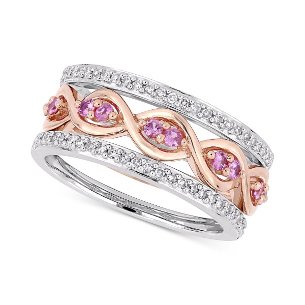 Diamond (1/4 ct) Stack Rings in 14k Rose & White Gold