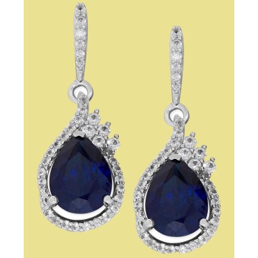 White Sapphire (1/2 ct) Drop Earrings in Sterling Silver White Sapphire (1/2 ...