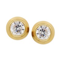 Cubic Zirconia Bezel-Set Stud Earrings in 14k Yellow or Rose Gold Cubic Zirconia Bezel...