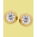 Cubic Zirconia Bezel-Set Stud Earrings in 14k Yellow or Rose Gold