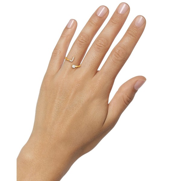 Cubic Zirconia Initial Wrap Ring in 18k Gold-Plated Sterling Silver