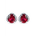 Created Ruby and Cubic Zirconia Stud Earrings