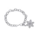 Diamond Accent Snowflake Charm Bracelet in Silver Plate