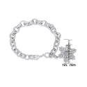 Diamond Accent Snowflake Charm Bracelet in Silver Plate