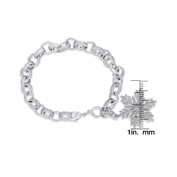 Diamond Accent Snowflake Charm Bracelet in Silver Plate