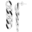 Black Spinel Chain Link Drop Earrings (1/2 ct) in Sterling Silver