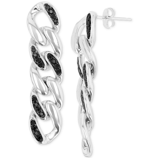 Black Spinel Chain Link Drop Earrings (1/2 ct) in Sterling Silver