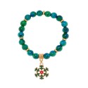 Gold Plated Beaded Snowflake Charm Stretch Bracelet