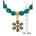 Gold Plated Beaded Snowflake Charm Stretch Bracelet