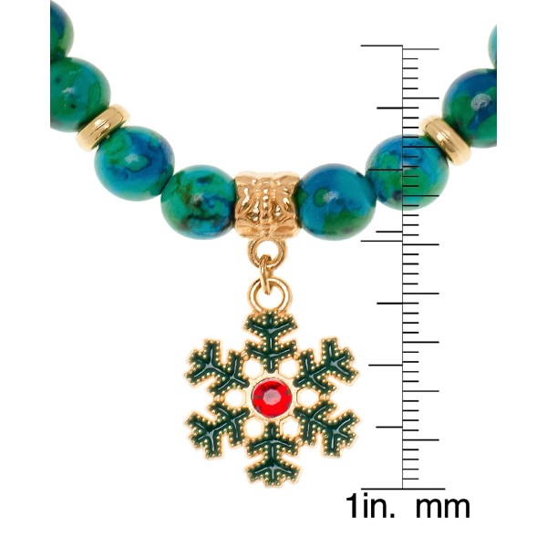 Gold Plated Beaded Snowflake Charm Stretch Bracelet