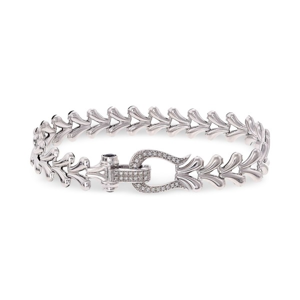 Diamond Horseshoe Heart Link Bracelet (1/4 ct) in Sterling Silver