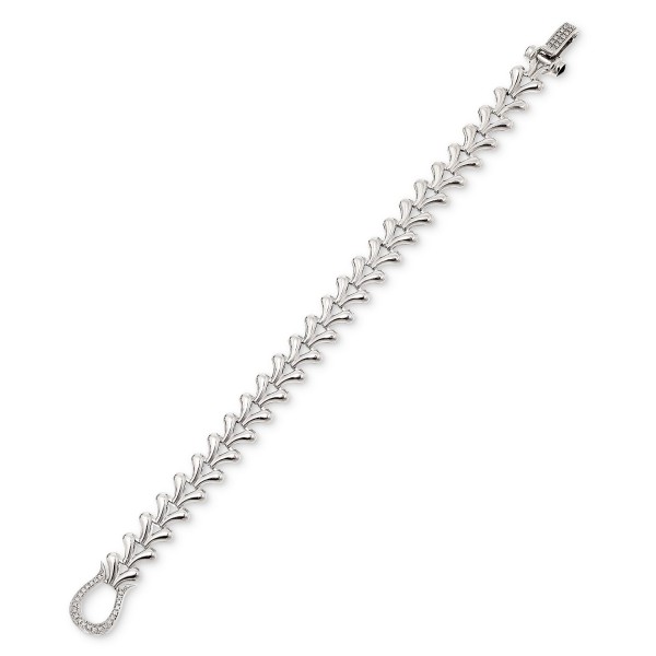 Diamond Horseshoe Heart Link Bracelet (1/4 ct) in Sterling Silver