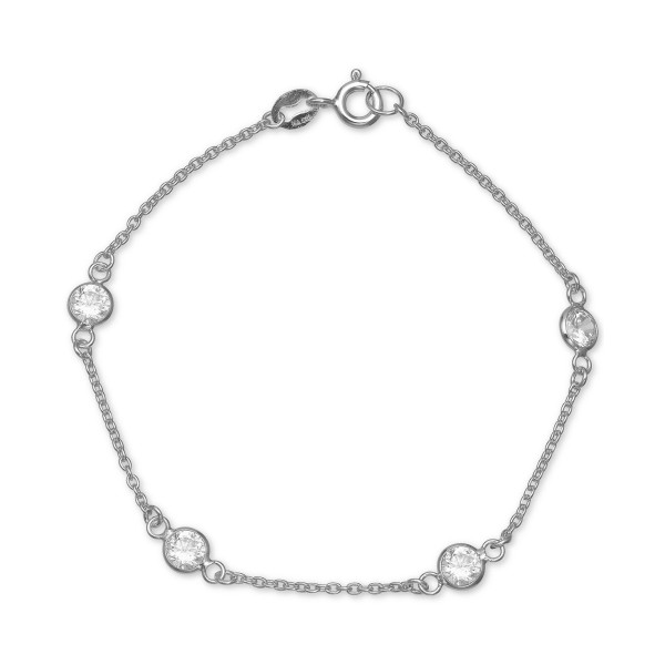 Cubic Zirconia Station Bracelet in Sterling Silver