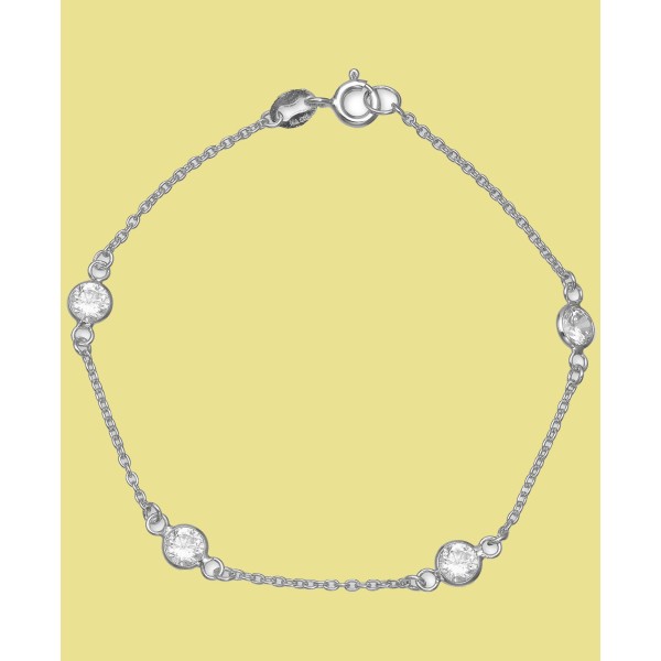 Cubic Zirconia Station Bracelet in Sterling Silver