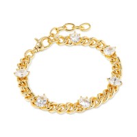 14k Gold-Plated Cubic Zirconia Chain Link Bracelet 14k Gold-Plated Cubi...