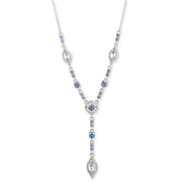 Silver-Tone Crystal Y Necklace, 16