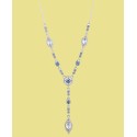 Silver-Tone Crystal Y Necklace, 16