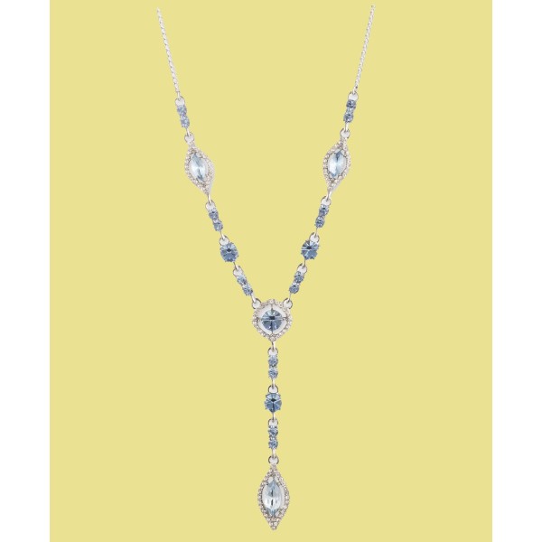 Silver-Tone Crystal Y Necklace, 16