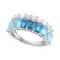 Multi-Topaz Emerald-Cut Ombré Statement Ring (3-1/2 ct) in 14K White Gold