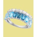 Multi-Topaz Emerald-Cut Ombré Statement Ring (3-1/2 ct) in 14K White Gold