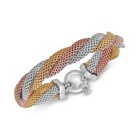 Mesh Twist Bracelet in Tri-Tone Sterling Silver Mesh Twist Bracelet ...