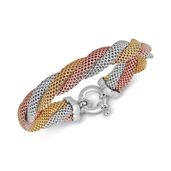 Mesh Twist Bracelet in Tri-Tone Sterling Silver