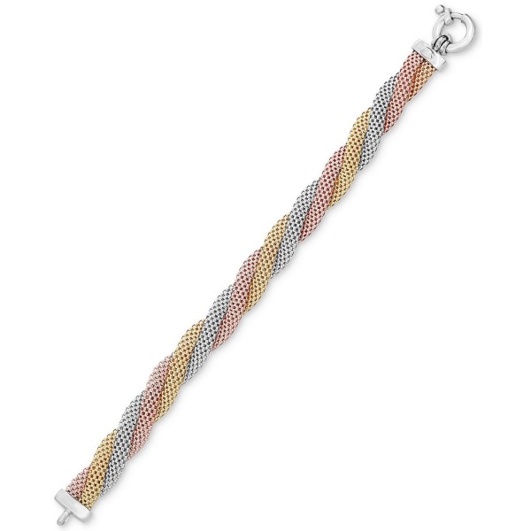 Mesh Twist Bracelet in Tri-Tone Sterling Silver