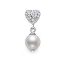 Freshwater Pearl (7-8mm) & Cubic Zirconia Heart Drop Earrings in Sterling Silver