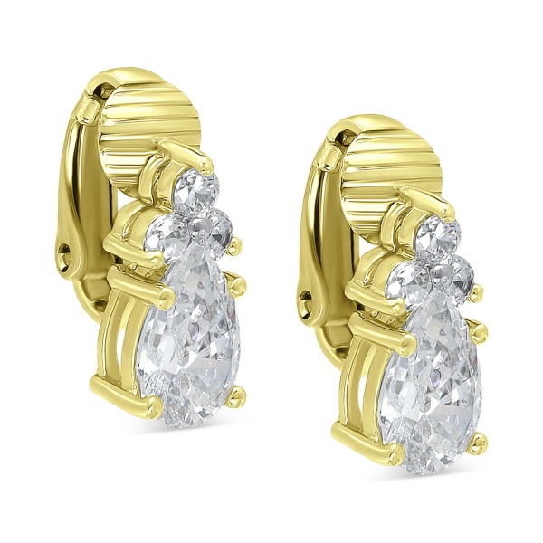 Cubic Zirconia Pear-Shape Clip-On Stud Earrings