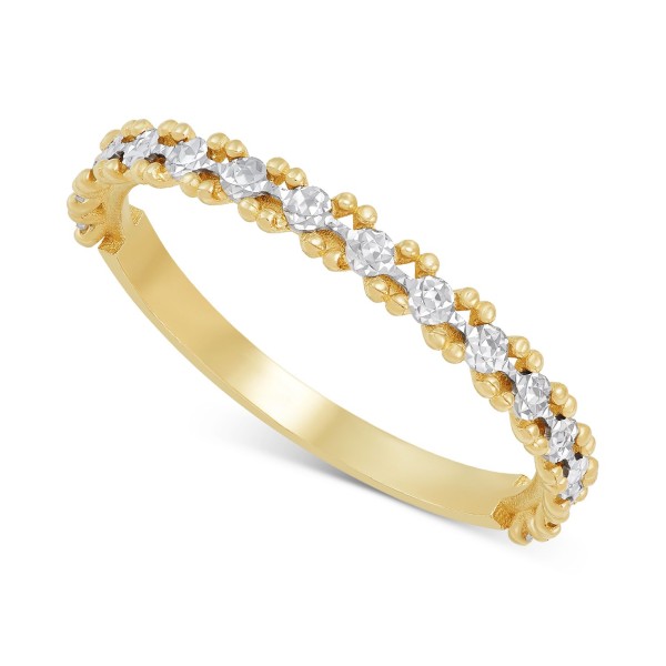 Textured Illusion Narrow Stack Ring in 10k Two-Tone Gold