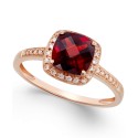 Garnet (2-1/4 ct) and Diamond Accent Ring in 14k Rose Gold