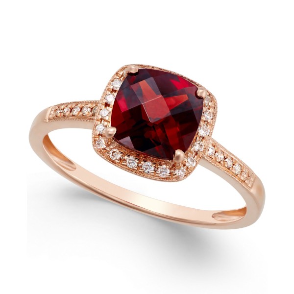 Garnet (2-1/4 ct) and Diamond Accent Ring in 14k Rose Gold