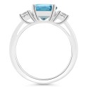 Women's Blue Topaz (2-2/5 ctt.w.) and White Topaz (2/3 ctt.w.) 3-Stone Ring