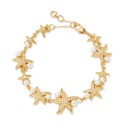 Gold Stone Imitation Pearl & Crystal Starfish Link Bracelet