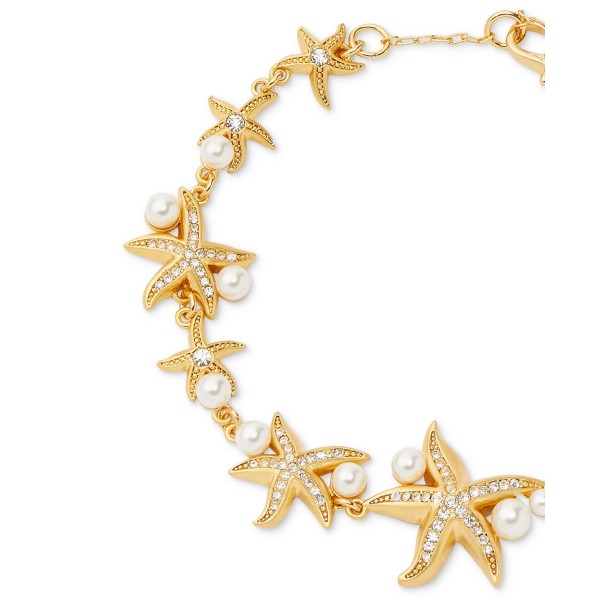 Gold Stone Imitation Pearl & Crystal Starfish Link Bracelet