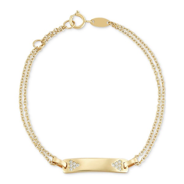 Cubic Zirconia & Enamel Plate Bracelet in 14k Gold