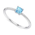 Blue Topaz (3/8 ct) & Diamond (1/20 ct) Ring in Sterling Silver