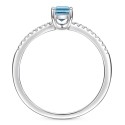 Blue Topaz (3/8 ct) & Diamond (1/20 ct) Ring in Sterling Silver