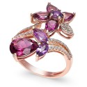 Bordeaux by Multi-Stone (5-1/4 ct) and Diamond (1/5 ct) Flower Ring