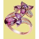 Bordeaux by Multi-Stone (5-1/4 ct) and Diamond (1/5 ct) Flower Ring