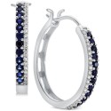 Sapphire (5/8 ct) & Diamond (1/8 ct) Hoop Earrings in 14k White Gold