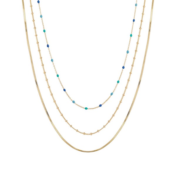 Multi Color Enamel 3-Piece Layered Chain Necklace Set