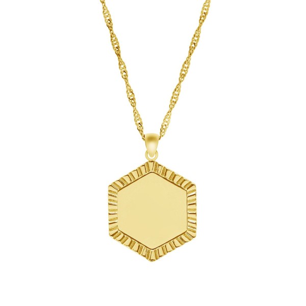 Gold Plate Diamond Cut Initial Pendant Necklace, 16