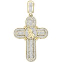 Men's Diamond Praying Hands Cross Pendant (1/2 ct) in 10k Gold